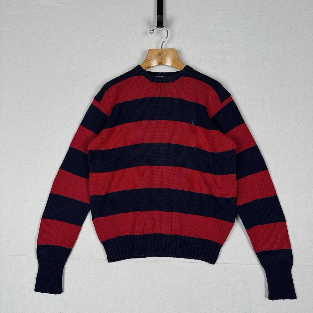 90’s Vtg Polo Ralph‎ Lauren Knit Sweater Men’s M Red Navy Blue Color Block *Read